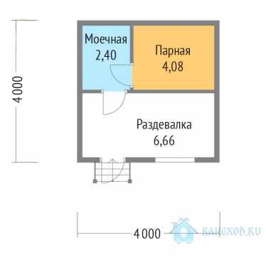 Баня из бруса 4 на 4 с крыльцом