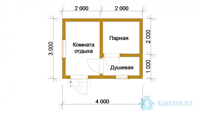 Каркасная баня 3 на 4 с крыльцом