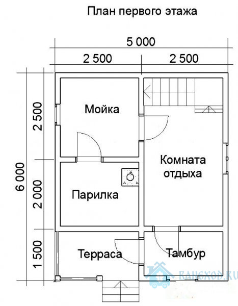 Баня из бруса 6 на 5 с мансардой