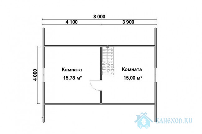 Баня из бруса 8 на 6 в два этажа с террасой